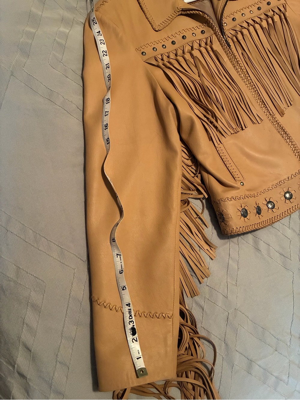 Fringed Tan Leather Jacket by CRIPPLE CREEK - Picture 7 of 7